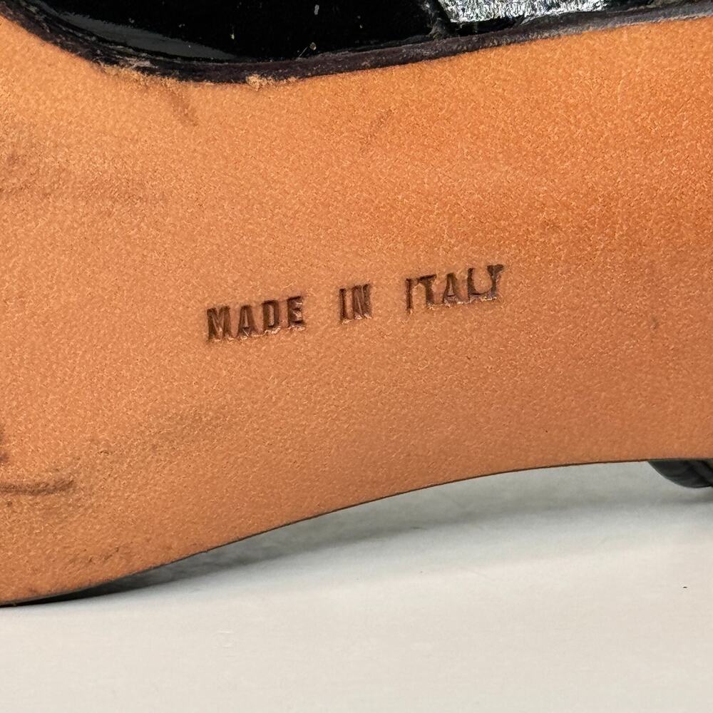 Salvatore Ferragamo Womens Sz 7 4A Black Patent Leather Slingback Clear Strap - Picture 8 of 16